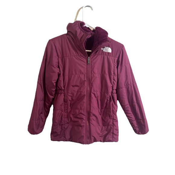 🔥The North Face💜Thick Winter 🚦Reversible puffer Jacket Purple Fuzzy Fleece-S - Picture 3 of 10